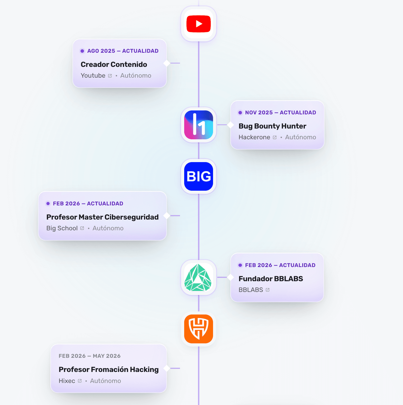 Apartado Experiencia de un perfil de CyberProfile