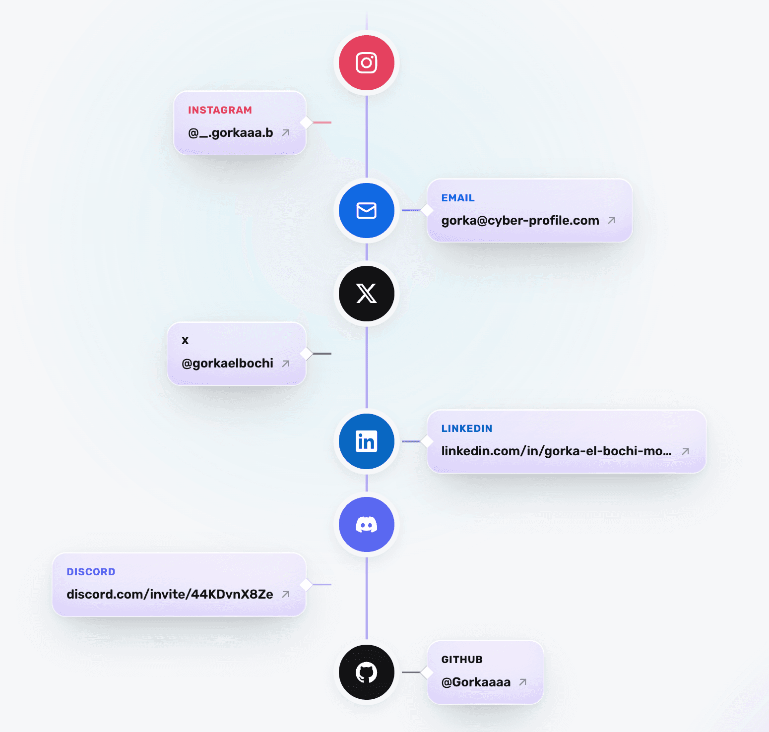 Apartado Contacto de un perfil de CyberProfile